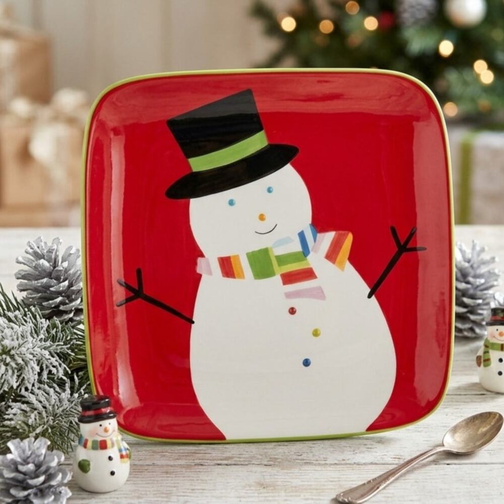 Target Home Sleddin Hill Snowman 10.75" Square Dinner Plate Replacement 2007